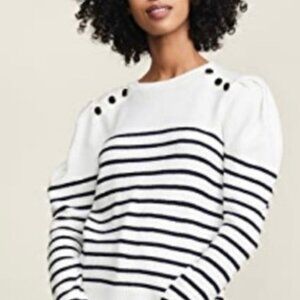 NWT Joie Navy Stripes Puff Sleeve Sweater Size S